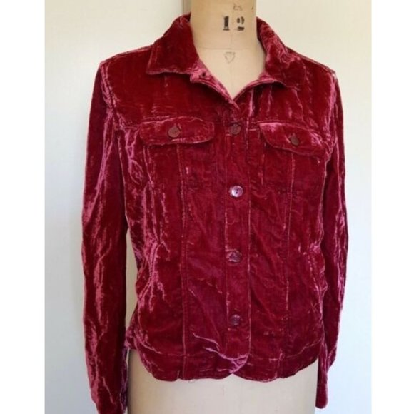 Vintage Tops - Vintage 90s velvet  button down shirt S